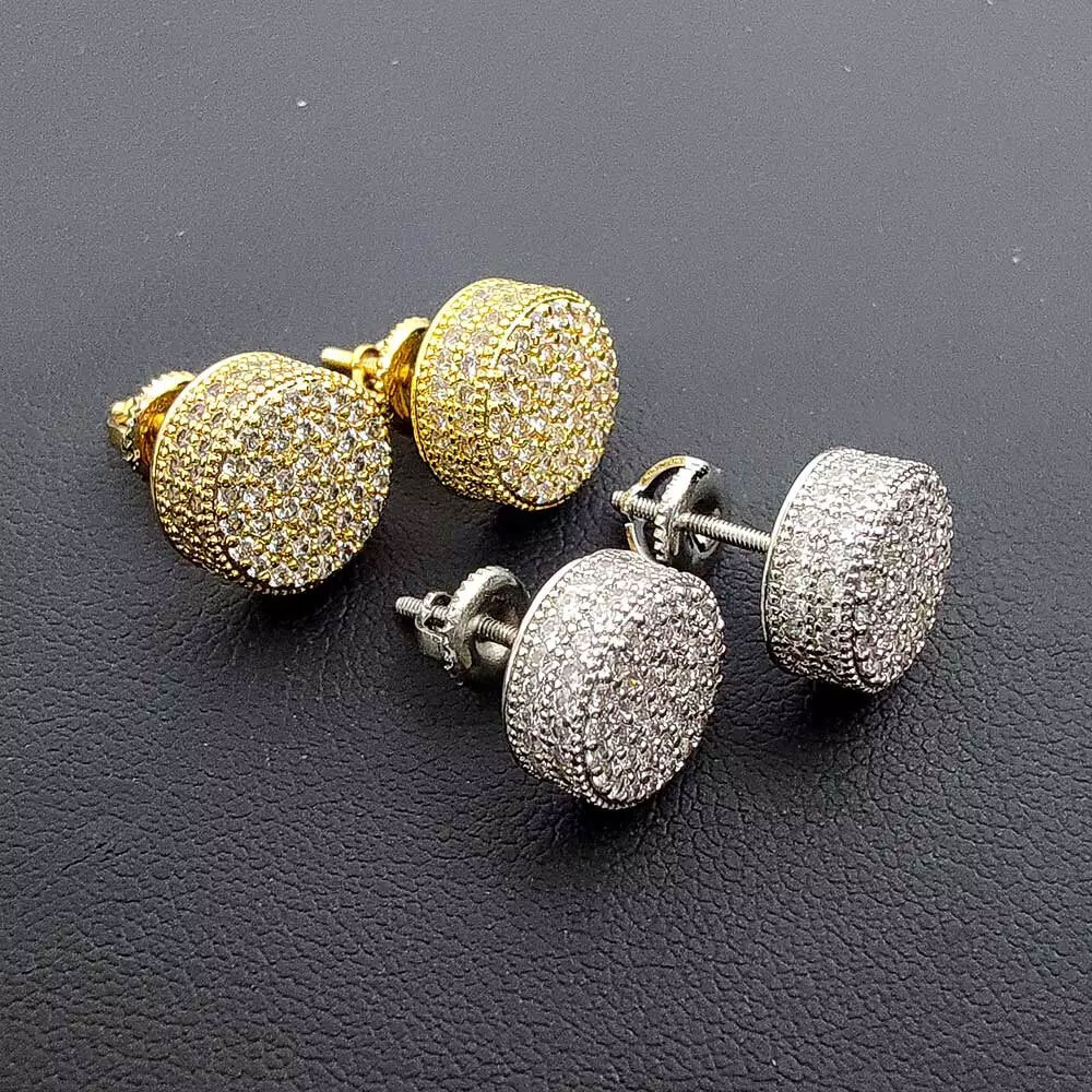 Hip Hop Jewelry Earrings Full Pave 3A Cubic Zirconia Flat Cylindrical Screw Back Earrings High-End Luxury WomenS Earrings VVVVS