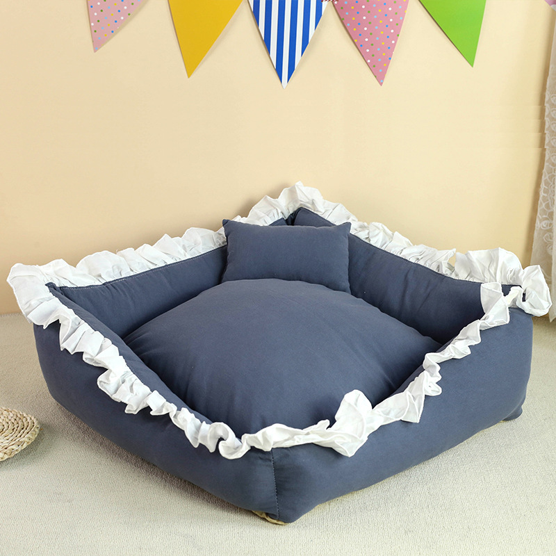 Lotus Leaf Lace Four Seasons Universal Soft Comfortable Deep Sleep Cat Bed Nest Detachable Washable Dog Accessories