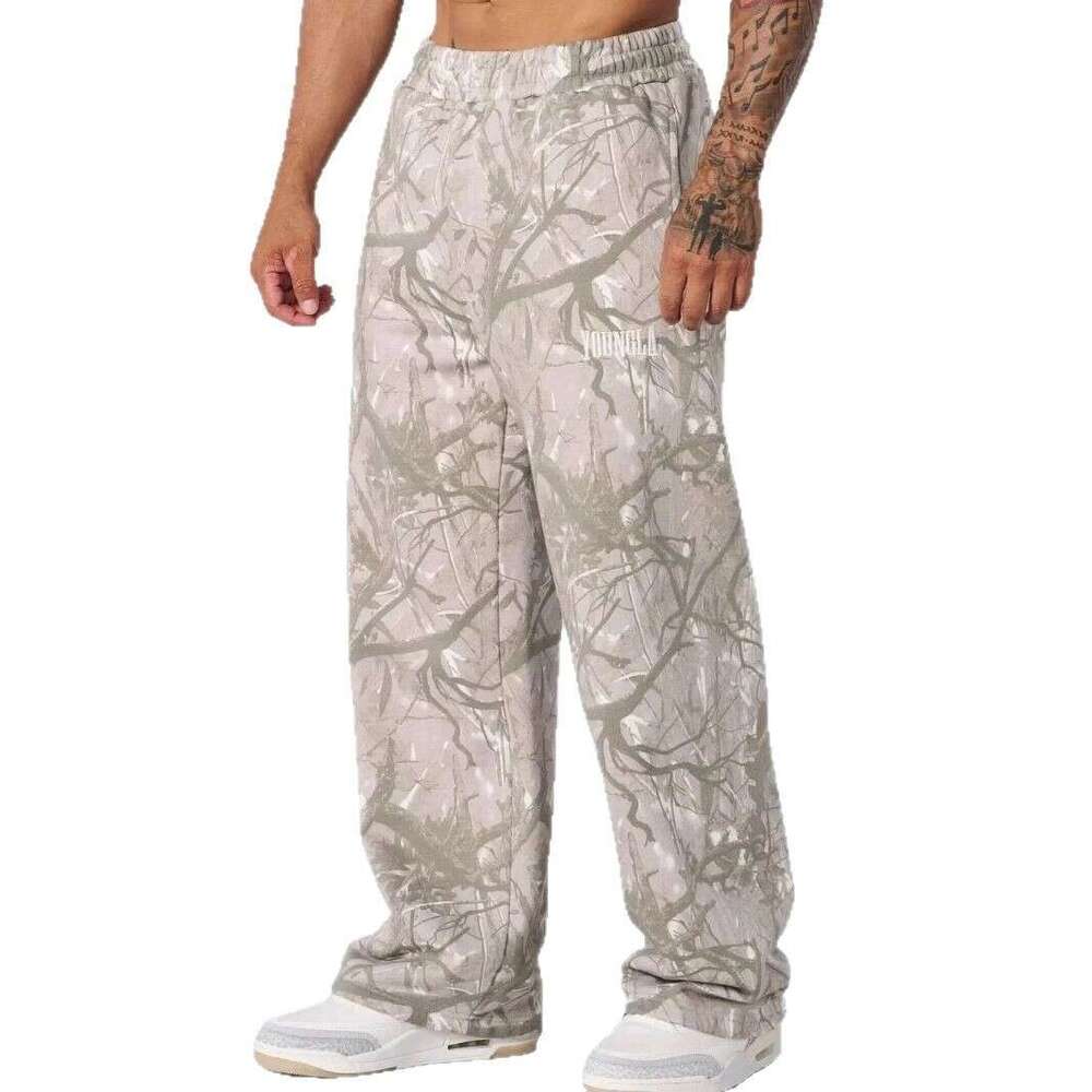American street fashion brand camouflage print loose wide straight leg sports and casual pants