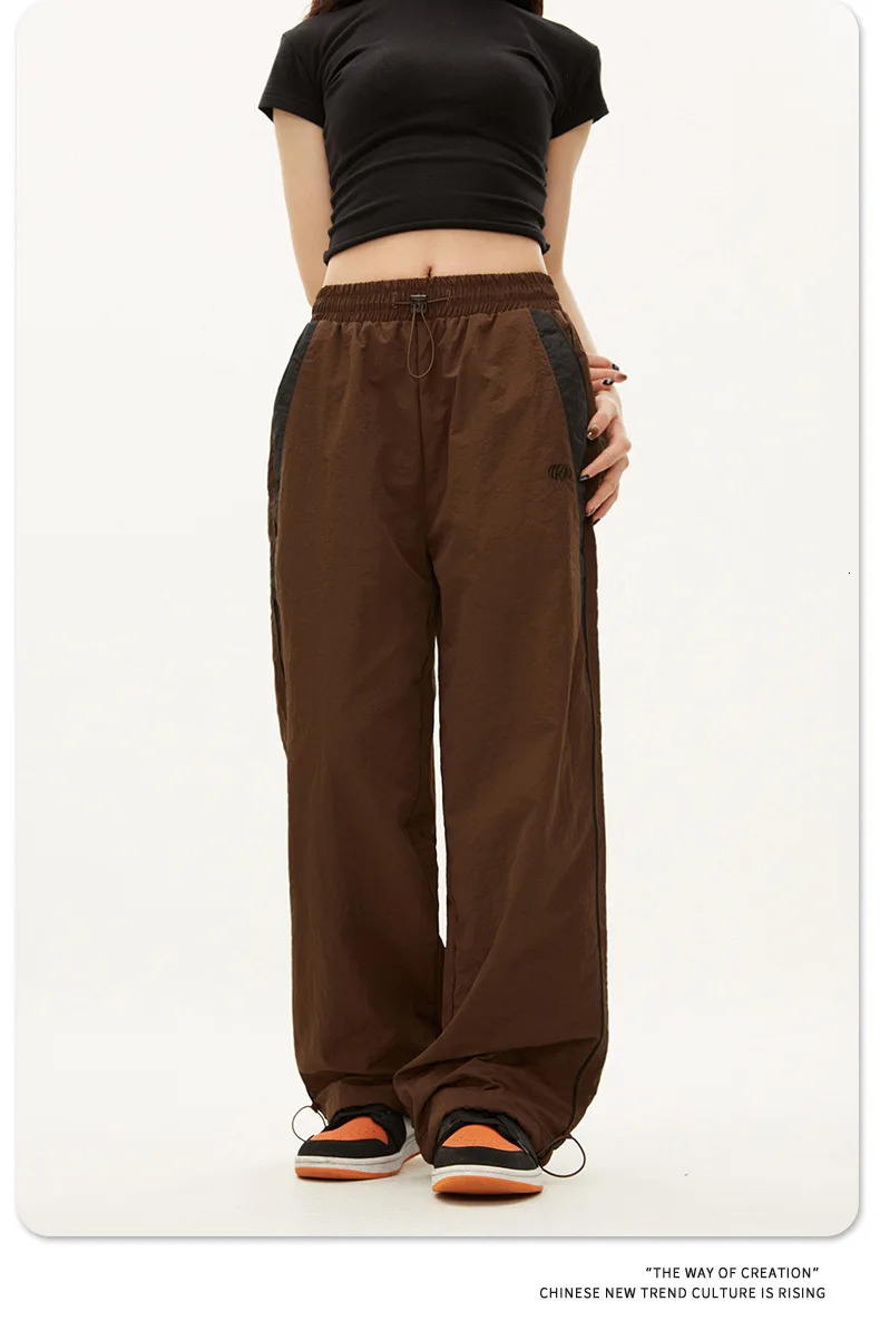 Y2K retro fashion loose pants 2024 casual street hiphop luggage high waist wide leg Trouser solid jogging womens clothing 250320