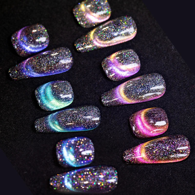 BOZLIN 7.5ml Cat Magnetic Gel Nail Polish Semi anent Dynamic Glitter Reflective Nail Gel Soak Off UV Gel Nail Art Varnish 250319