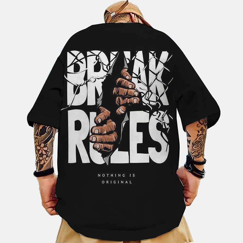 Fashion TShirts For Men Letter Printed Trendy Mens Cotton Tshirt Street Harajuku Top Loose Oversized Short Sleeves Causul Tee 250312