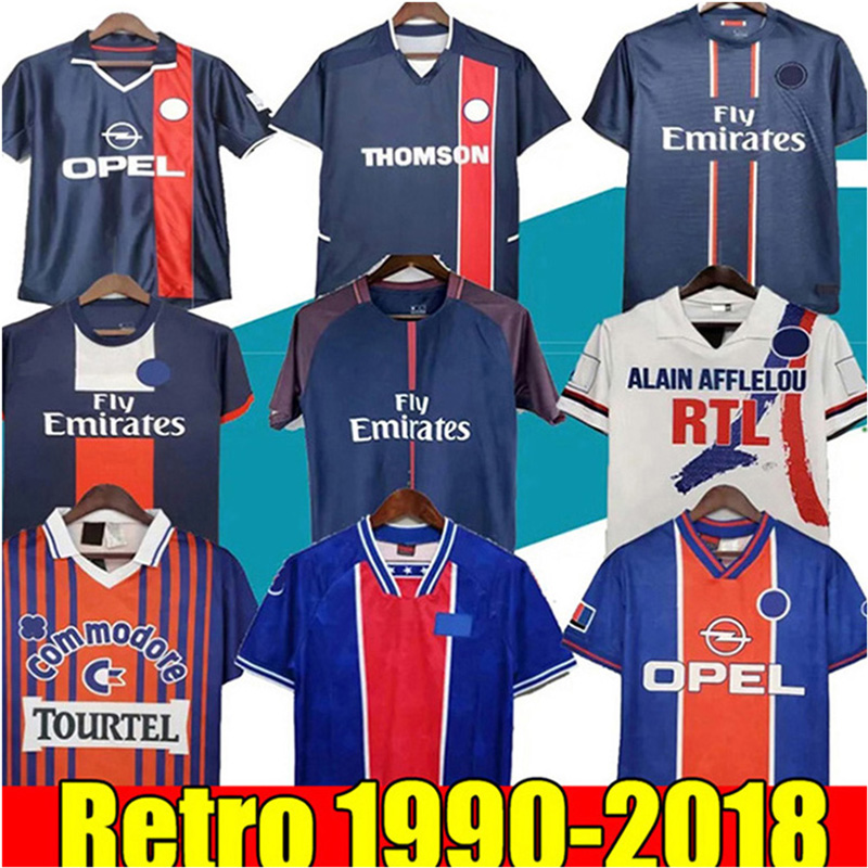 OKOCHA Retroes SOCCER JERSEY PSGSS 1990 91 92 93 RAI Ibrahimovic ANELKA LEROY 98 99 01 02 17 18 Classic Beckham ADAILTON Camisas kit shirts