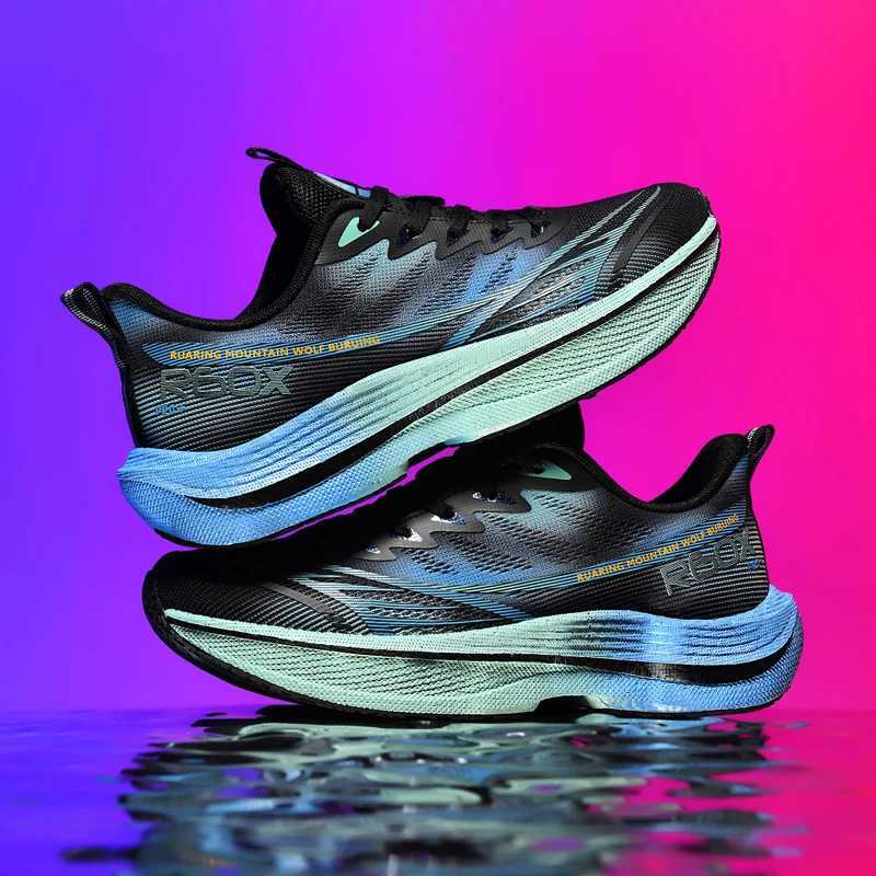 Running shoes mens mesh breathable lace close fitting marathon sports casual tennis shoes large-sized fashionable sports shoes Y250320