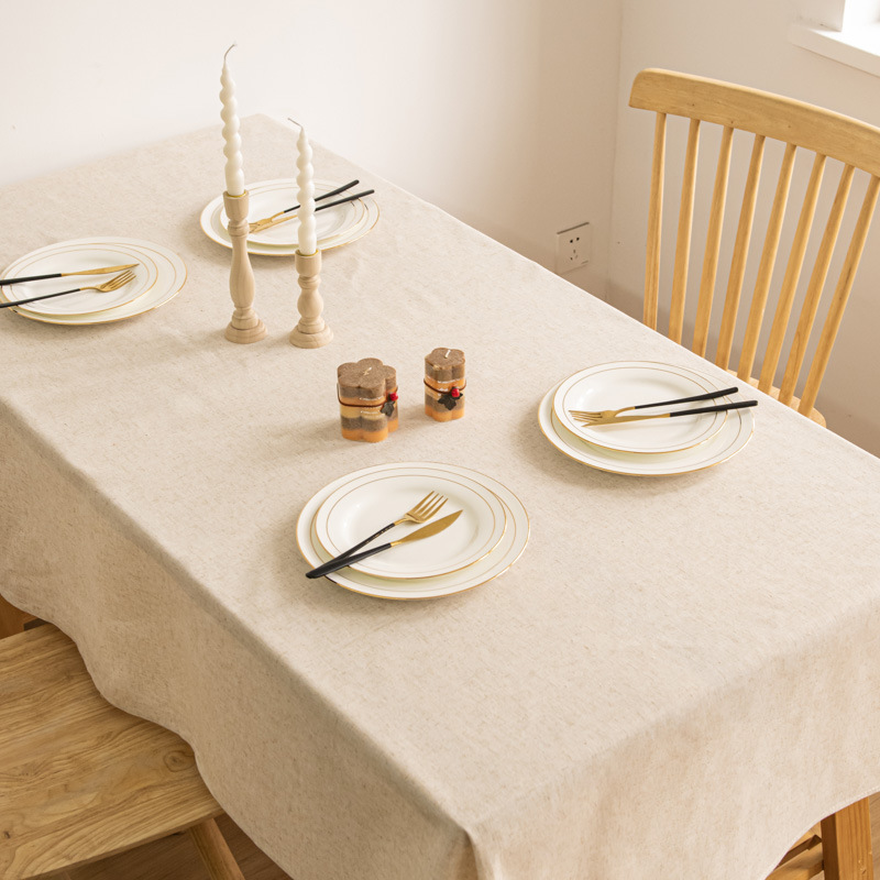 W622 Waterproof cotton and linen tablecloth disposable cloth rectangular tassel dining table