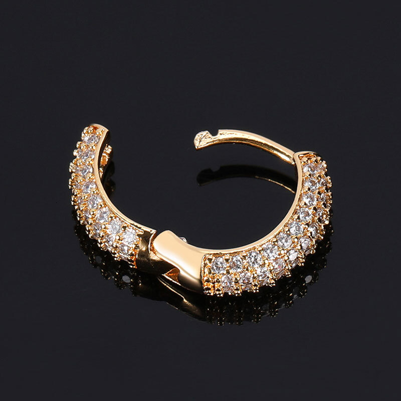 Iced Out Hip Hop Trendy Cubic Zirconia Hook Cz Studs Hoop WomenS Earrings Plated Bling Au750 High End Luxury Drop Shipping