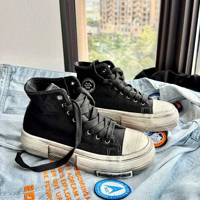 New retro canvas shoes mens high platform skateboard shoes mens streetwear mens Vcanize shoes zapatillas de Lona Y250320