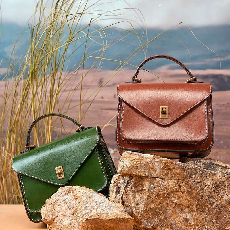 100% Genuine Women Shoulder Bags Retro Small Totes Soft Leather Ladies Messenger Bag Female Classic Satchels Brown 2023