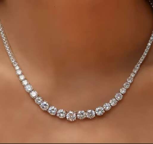 Necklace Solid Sterg Sier Iced Out VVS Moissanite Tennis Bracelet