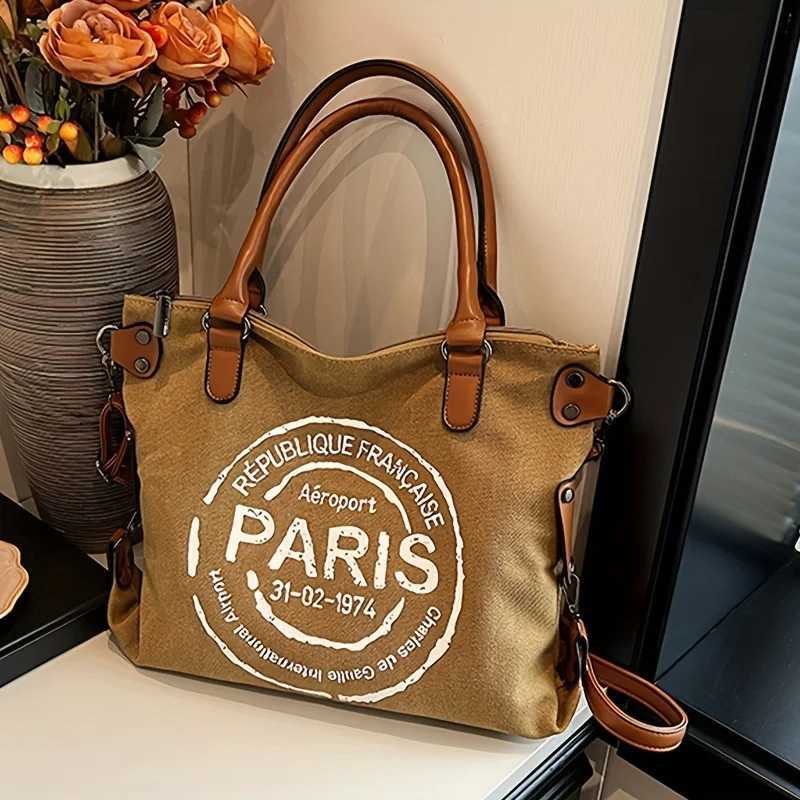 Vintage-Inspired Canvas Letter-Themed Crossbody - Durable Spacious - Perfect for Work Travel School or Vacation Y250319