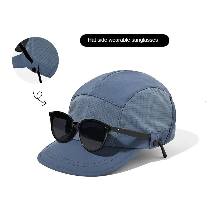 Spring Summer Quick Drying 5 Pannel Baseball Cap for Women Men Breathable Soft Top Flat Brim Cool Hiking Hats 250320