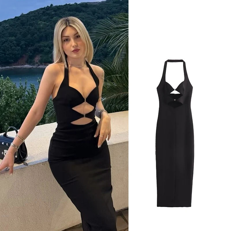 Womens Summer Dress Fashion Pendant Neck Elegant Holiday Youth Street Sexy Party 250317