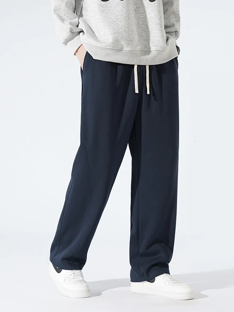 Spring Autumn Mens Sweatpants Korean Fashion Wide Leg Straight Track Pants Sportswear Cotton Casual Loose Sports Trousers 250320
