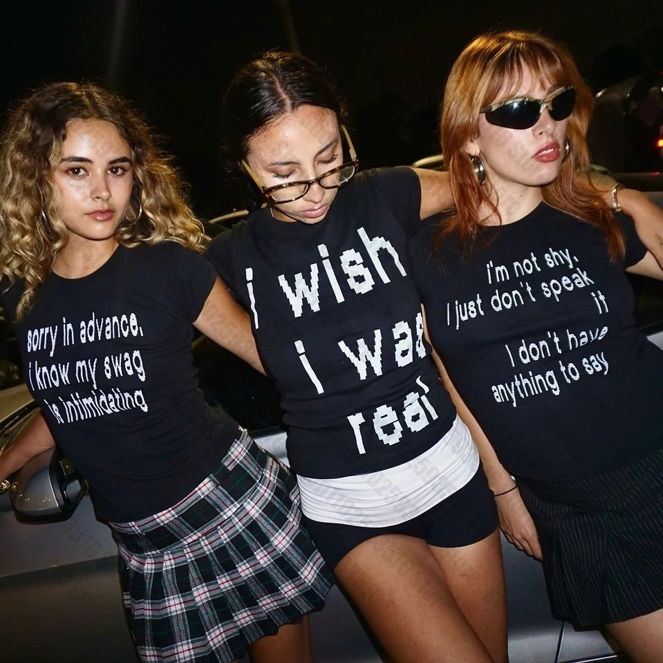 Graphic Tees Y2k Kitty Women Top Trashy Y2k 2000s Tops Gothic Womens T-shirts Female Clothing Harajuku Woman Clothes Kpop Emo 250320