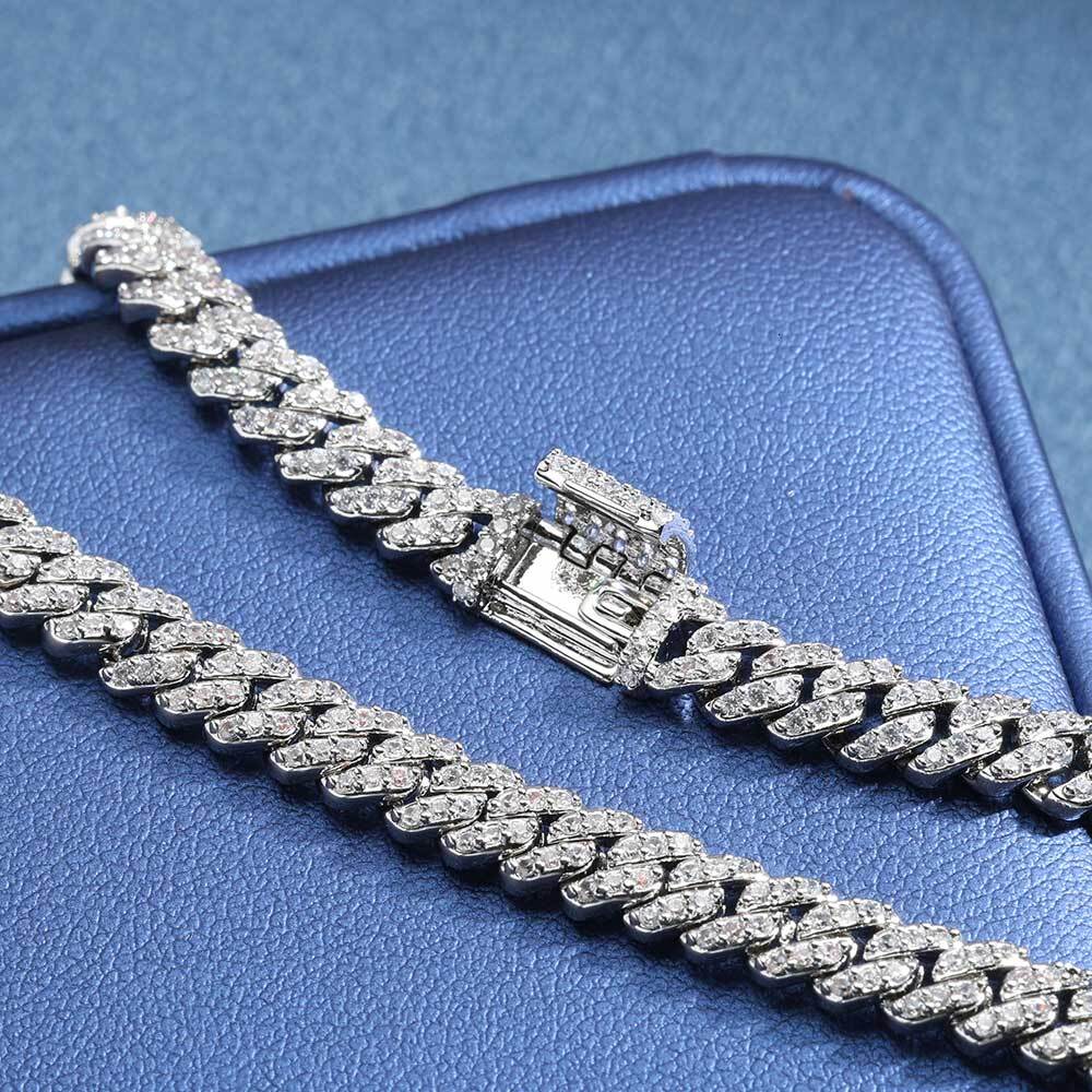 Hip Hop VVS Diamond Miami Shiny Diamond Cuban Chain Women 925 Sterling Silver Thin Necklace Moissanite Cuban Link Bracelet