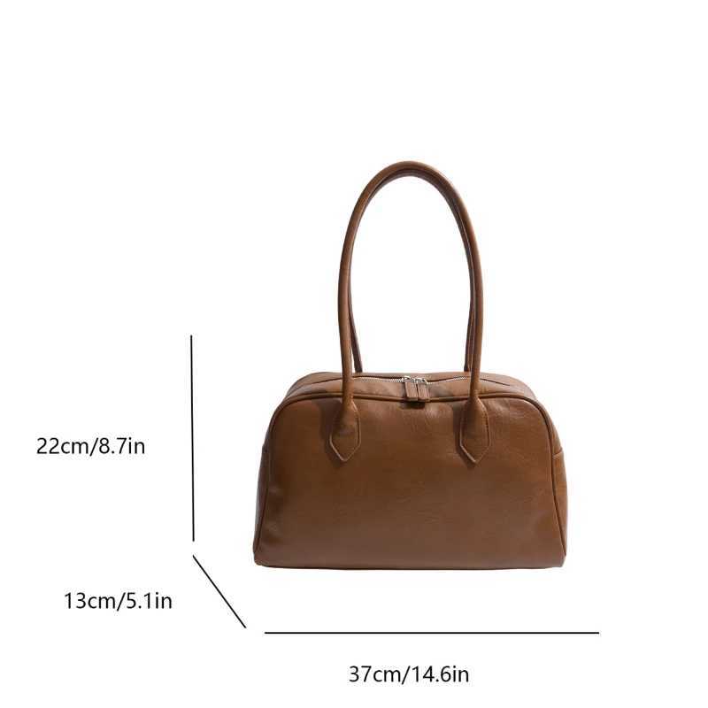 Vintage Solid Color Minimalist Casual Handbag for Women Luxury Designer Portable PU Leather Shoulder Bag JK Uniform Bag Girls Y250319