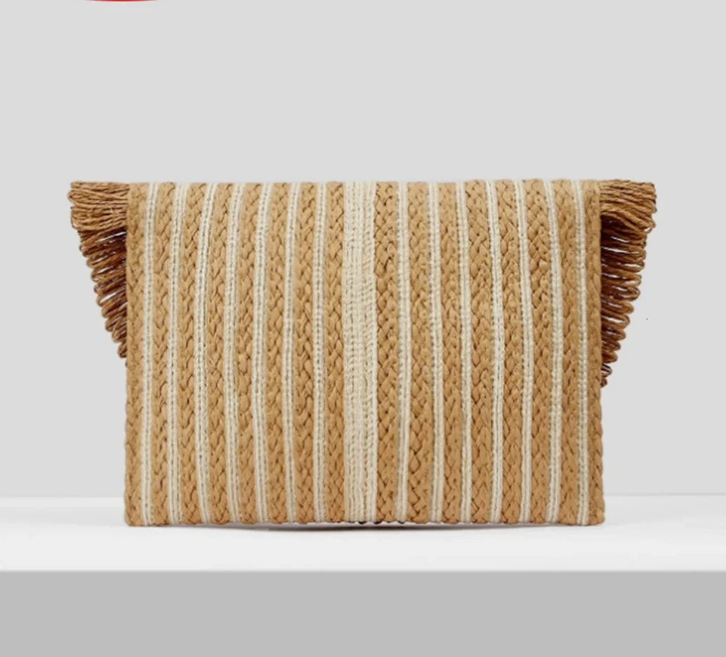 woven clutch bag exclusive striped laminated sage European and American fashionable edge 250317