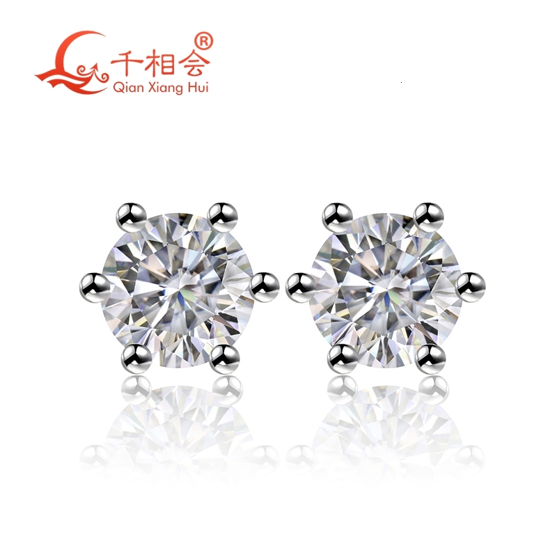 S925 Silver White Color D VVS Moissanite Stone round Shape 4mm Single Ear Stud Womens Jewelry Gift for Dating