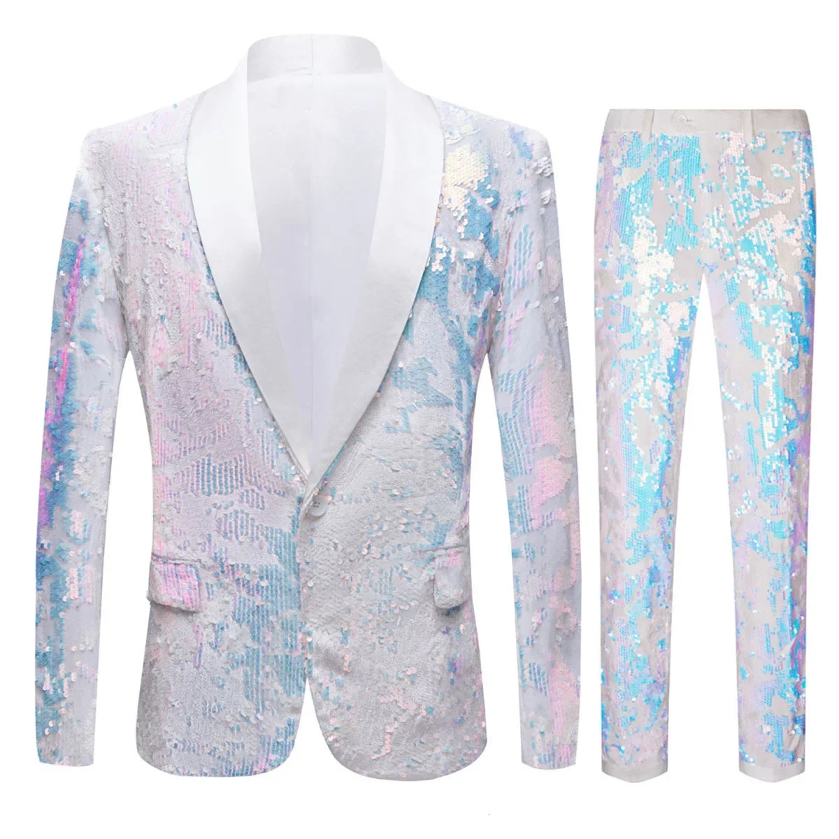 2024 European Plus Size Blazer Pants Fashion Party Wear It You Are The Focus of Room Hosting Wedding Sequin Suit 2 Sets 250311