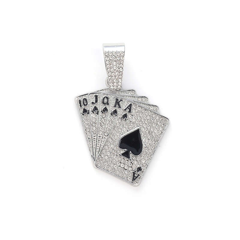Hip hop niche street rap poker pendant, environmentally friendly alloy Cuban necklace, men's necklace