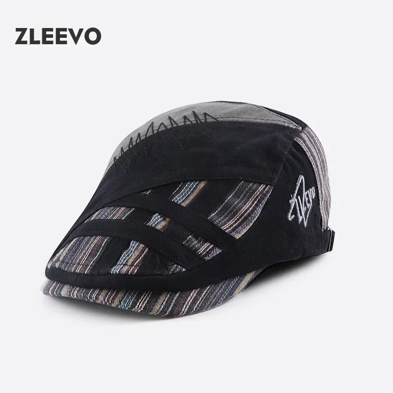 High quality baseball cap mens seasonal fashion classic cotton striped front hat summer retro style mens beret 250320