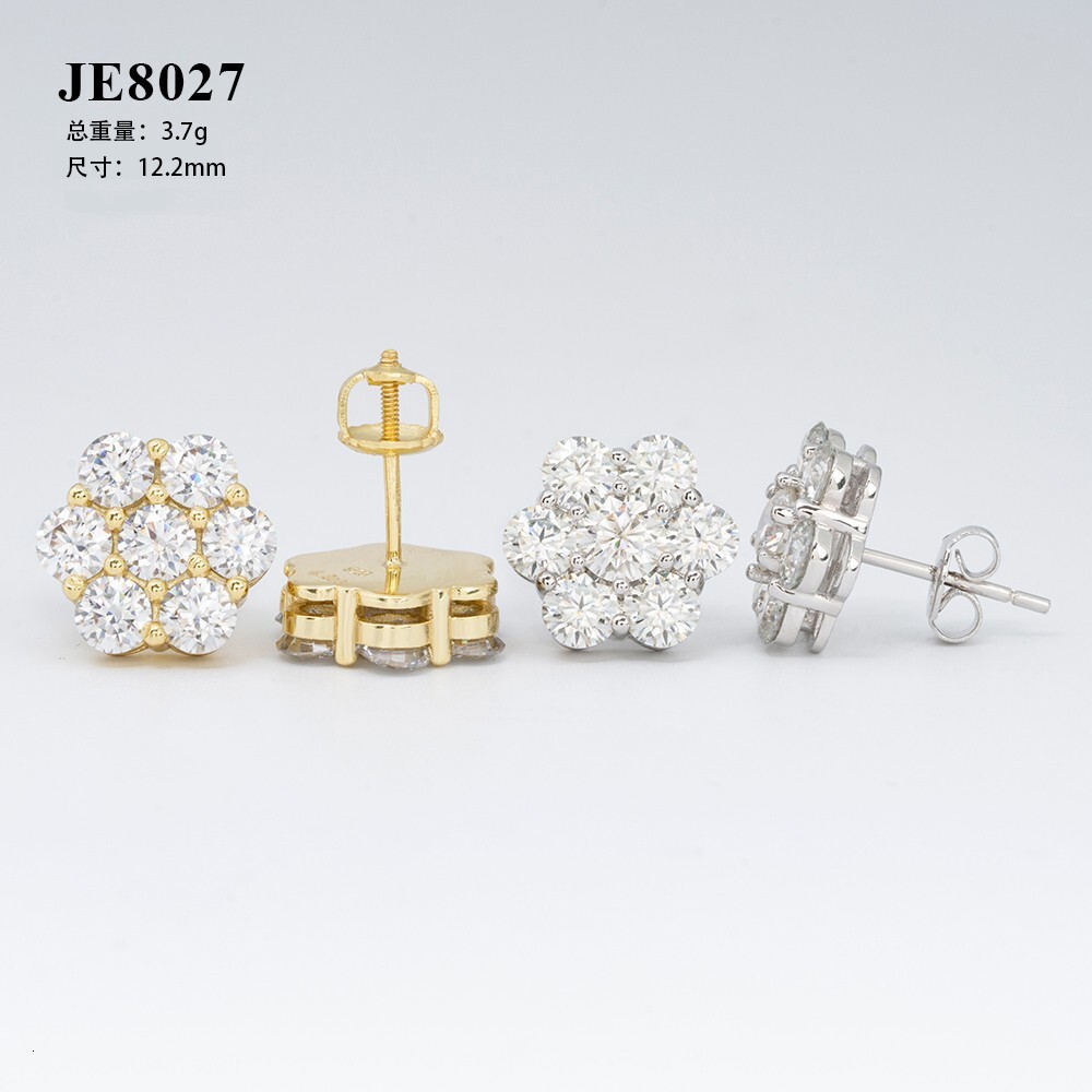 Hot selling 4mm 925 silver inlaid vvs moissanite earrings mens and womens flower style exquisite accessories