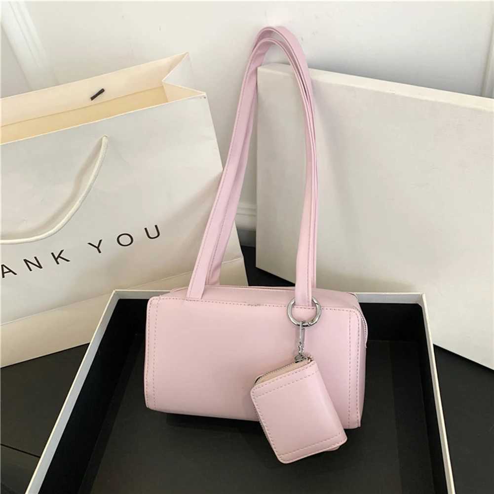 Womens fashionable shoulder bag PU leather casual handbag large capacity date armrest bag business bag with matching clutch set Y250320