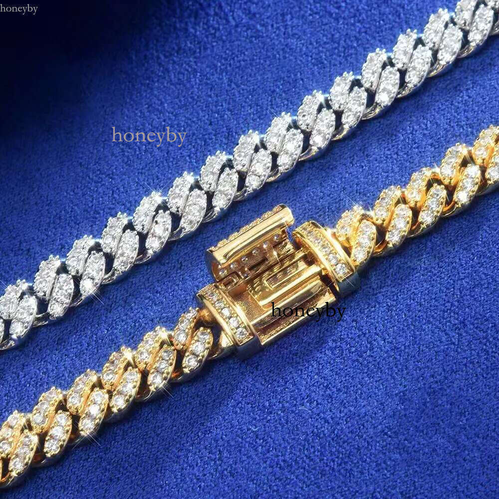 bracelet pendant necklaces fine jewelry 8mm VVS moissanite necklace cuban k sterg sier women men chain miami cubank