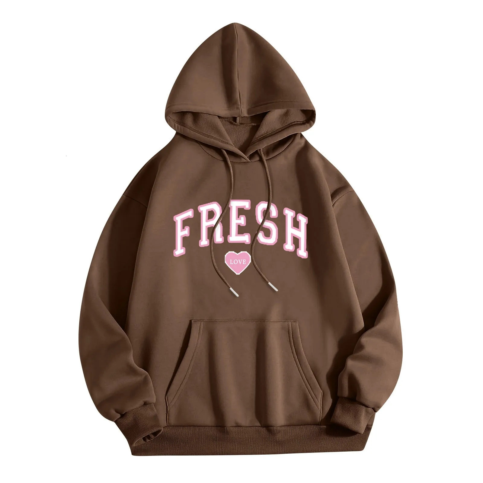 Printed Letter Crew Neck Sweatshirt Fresh Love Hooded Pullover Sweatshirt American Vintage Long Sleeve Classic Y2k Hoodies 250320