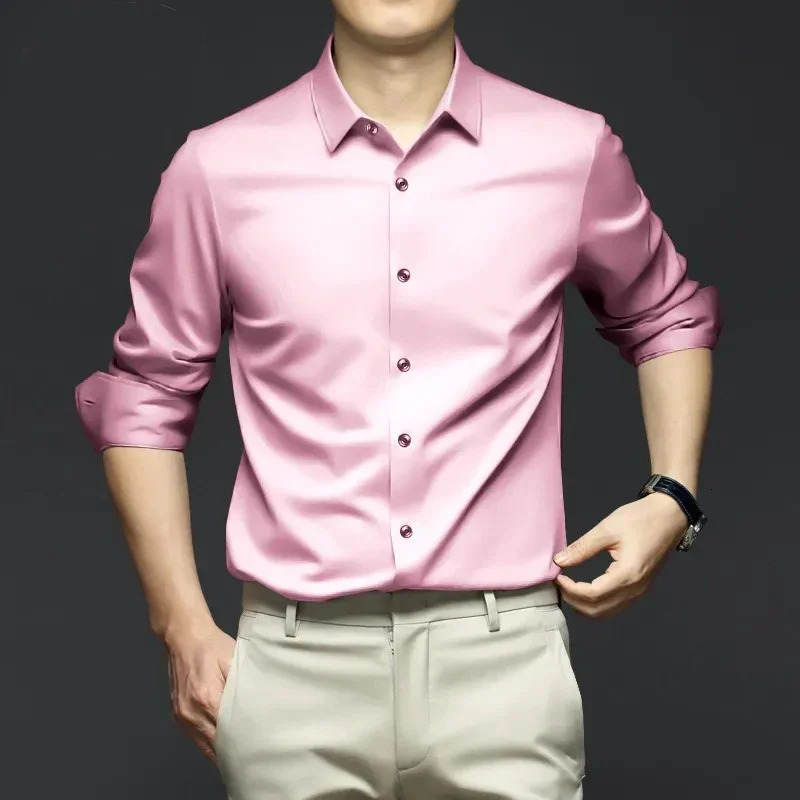 S-6XL Mens Shirt Long Sleeve Non iron Resistant Business Dress High end Professional Casual Suit White Shirt 250320