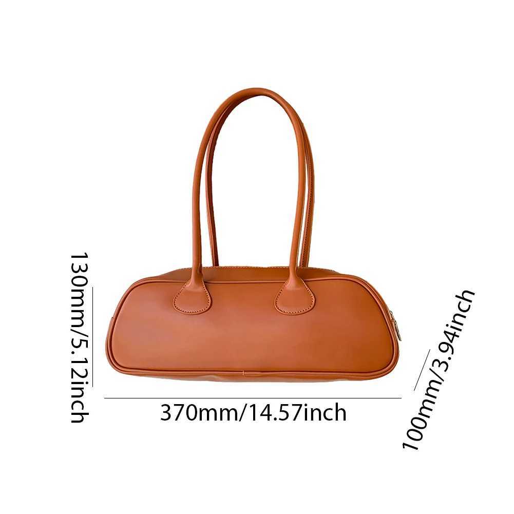 PU Leather Daily Tote Handbag Solidcolor Zipper Fashion Bowling Bag Large Capacity Cowhide Underarm Bag Luxury Designer Handbags Y250319