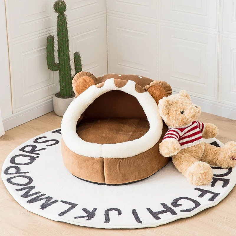 Cat Beds Furniture Winter Dog Bed Self-Warming Puppy House Cozy Cat Sleeping Tent Cave Beds Indoor Kitten Nest Kennel Hut for Small Medium Cats