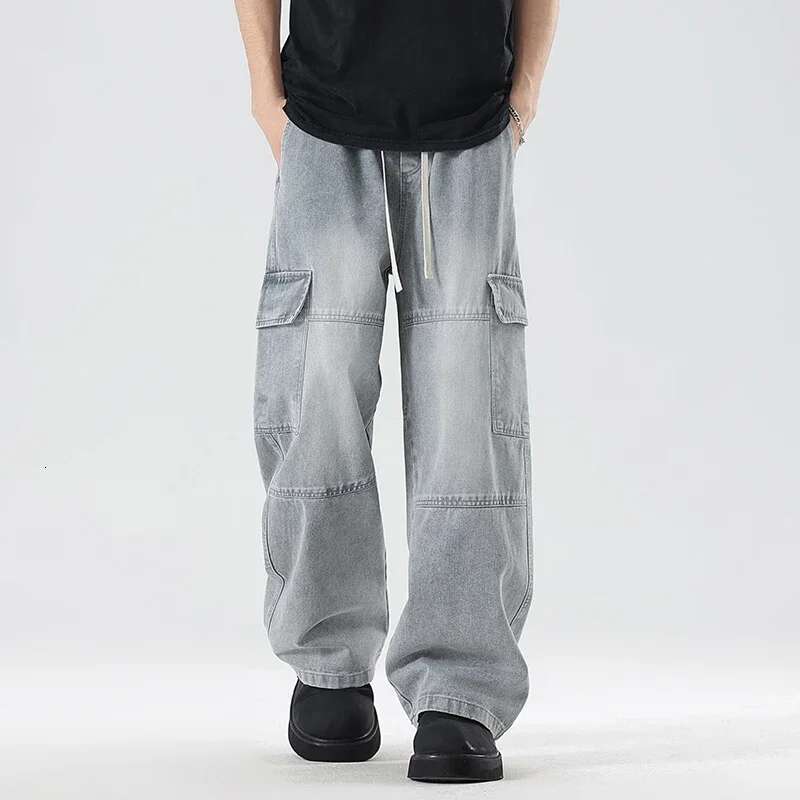 Designer Jeans Brand New Men's Jeans Spring New Stretch Waist Loose Straight Leg Wide Leg Street Hip Hop Loose Fashion Men's Denim Pants