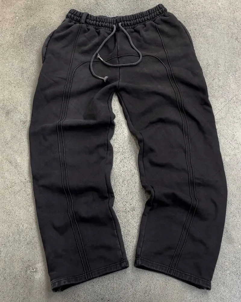 Hip-hop Trendy Streetwear High Street Retro Striped Baggy Sweatpants Men Y2K Harajuku Drawstring Wide-leg Casual Trousers 250320