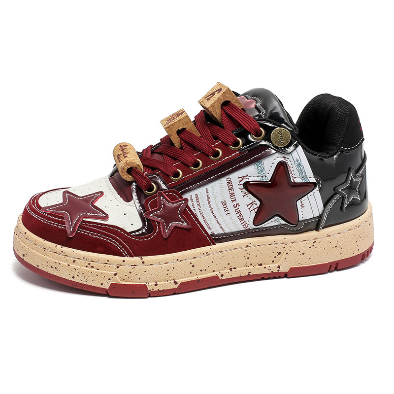 2024 New Red Wine Longjing Star Plate Shoes Men's China-Chic Small crowd Design Sports Leisure Men's Shoes Fashion X88