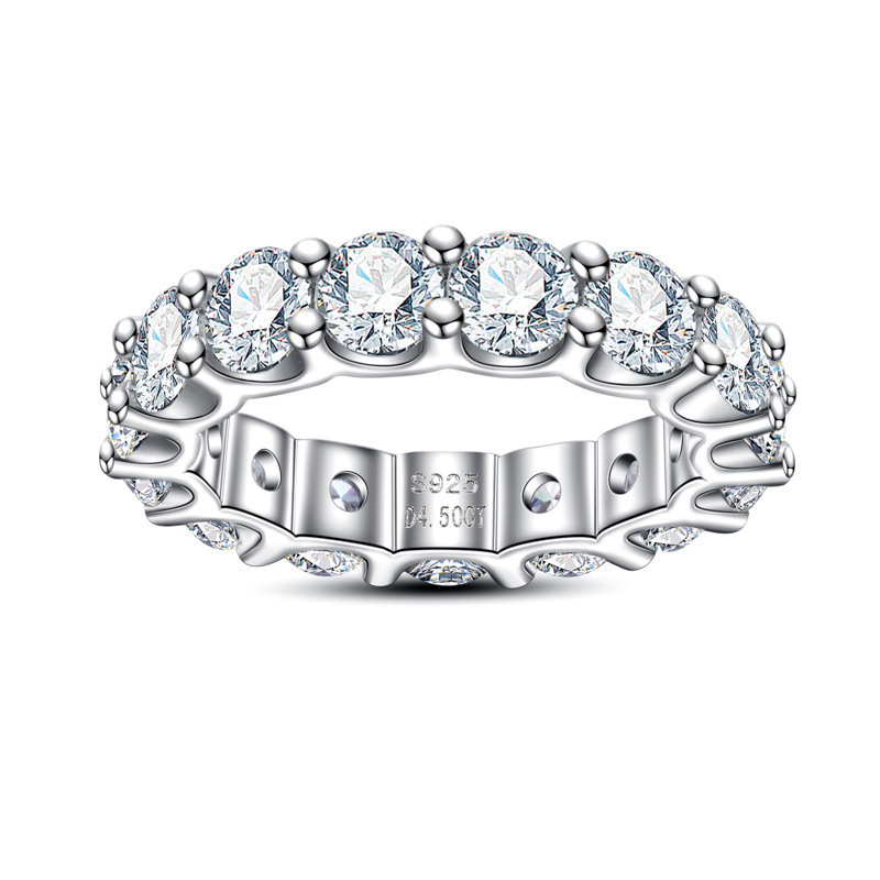 4mm luxury full circle moissanite full diamond womens ring 925 sterling silver jewelry