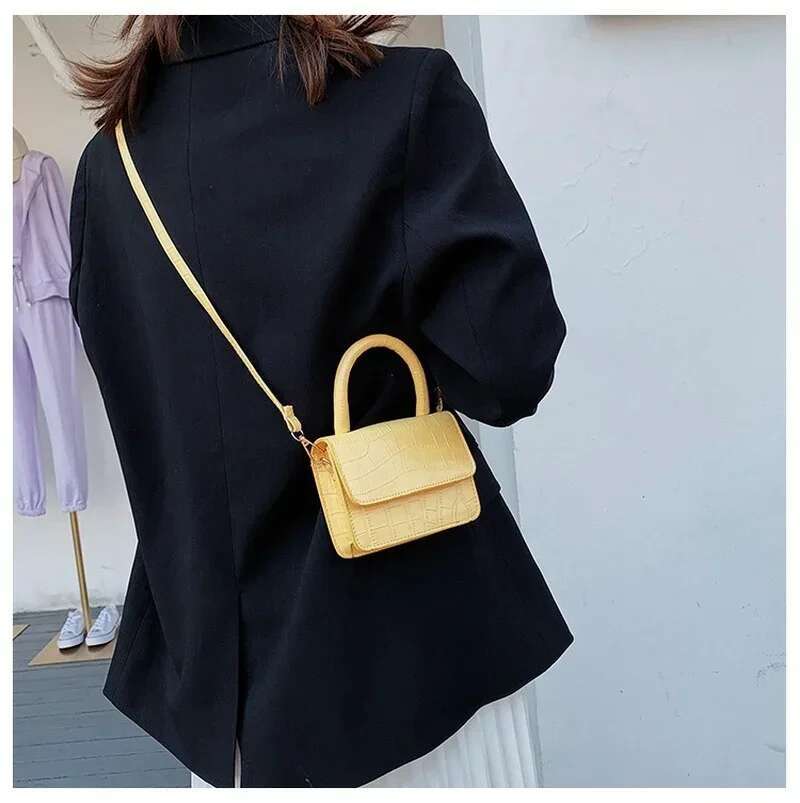 Elegant PU Leather Mini Shoulder Handbags Casual Pure Color Flap Messenger Crossbody Bags For Women 2024