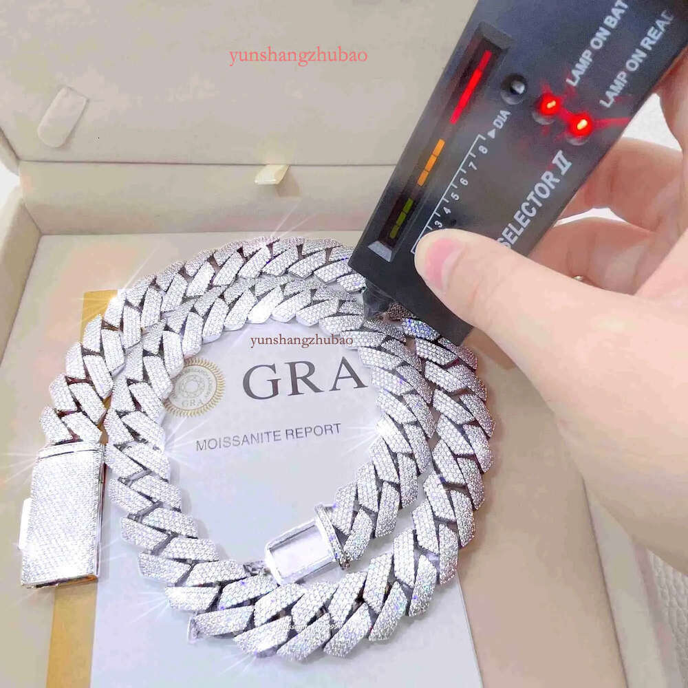 20MM Width Soild Sier Iced Out Moissanite Cuban Chain Necklace for Men's necklace Free delivery