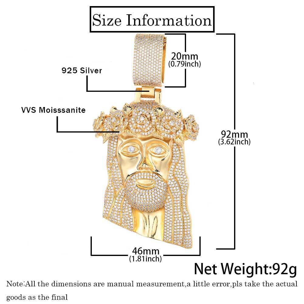 Personalized 3D Design Hip Hop Jewelry Mens Iced Out Custom Lab Diamond Jesus Pendant 925 Sterling Silver VVS Moissanite Pendant
