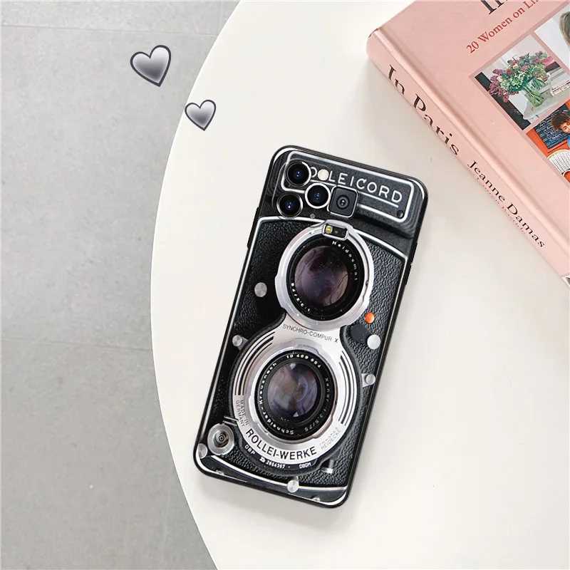 Matte Phone Case For iphone 16 Plus 15 14 13 12 11 Pro Max Mini 7 8 XR 16Pro XSMax Cassette Tape Classic Camera Black Soft Cover Z250321