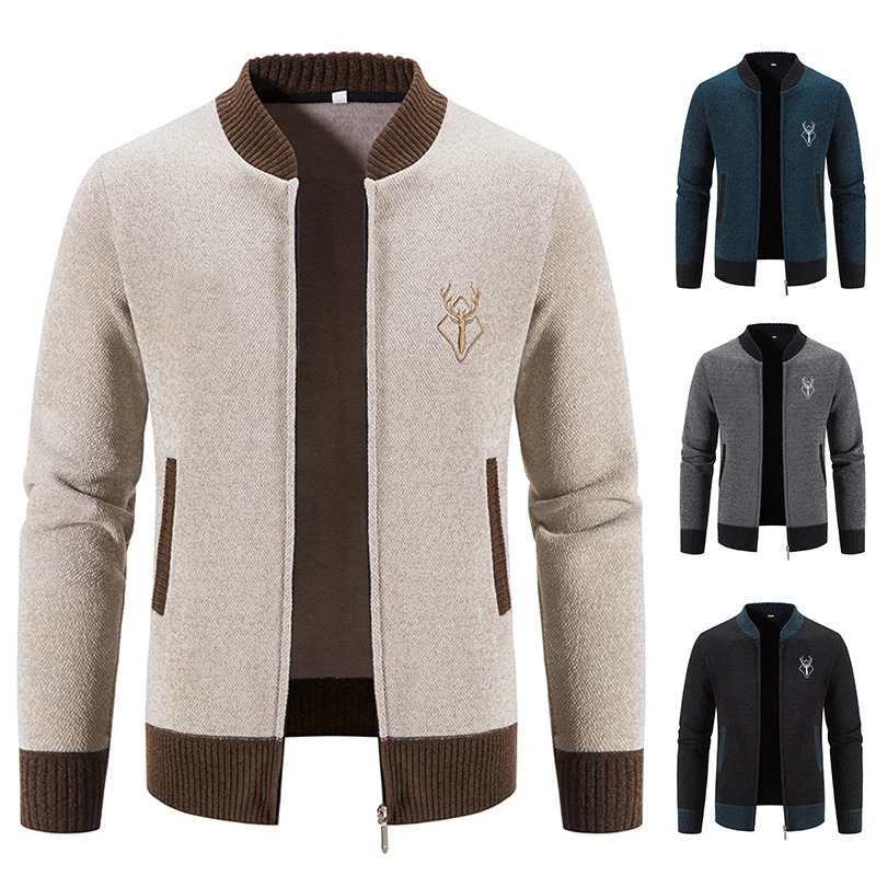 Autumn and Winter Knitted Sweater Jacket Mens Korean Baseball Jumping Cold Sweater Street Clothing Y2K Sweater Mens Trench Coat 250320