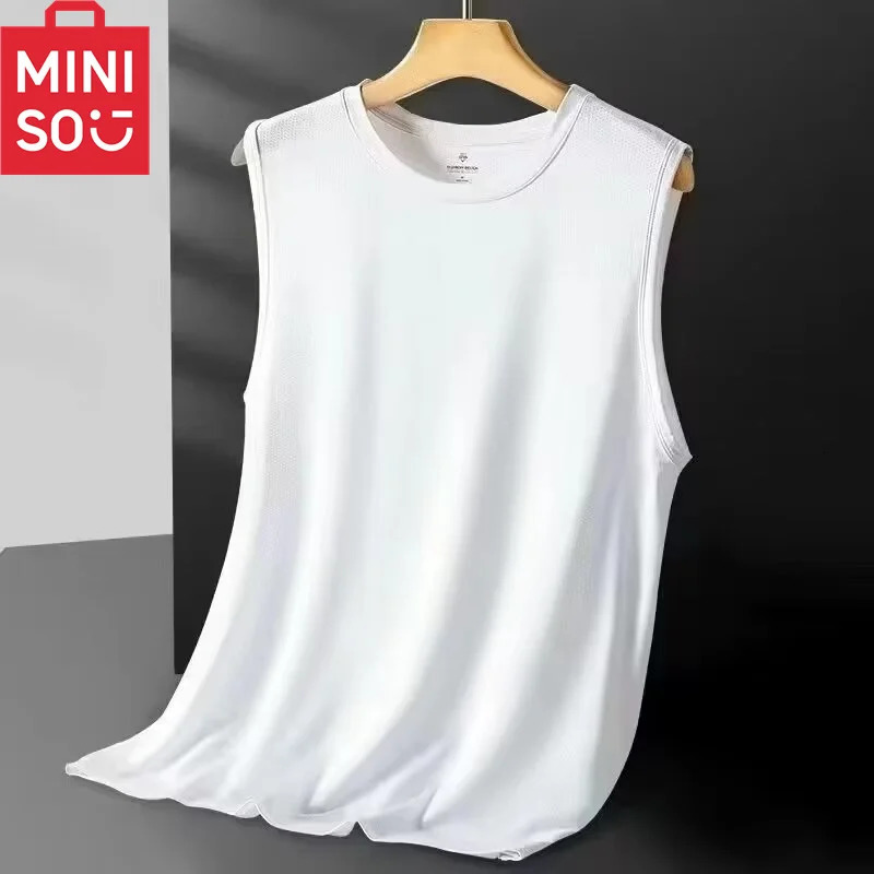 Mini ice silk vest mens mesh quick drying summer sleeveless T-shirt wide shoulder plus size sports fitness mens hollow K 250318