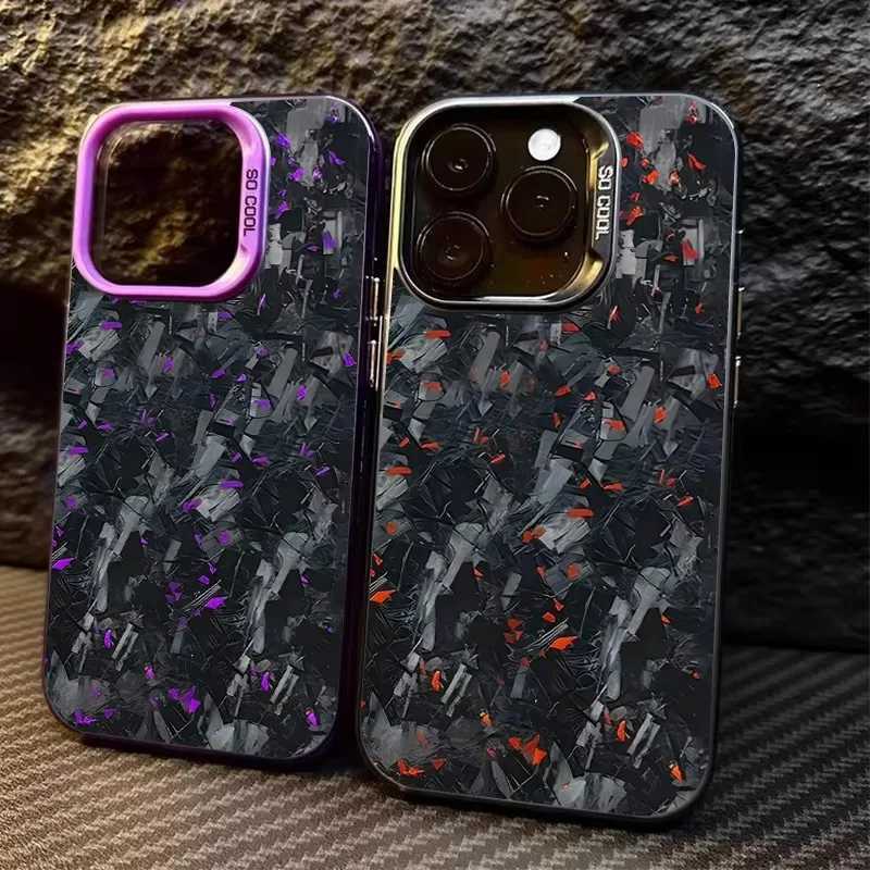 Forged Carbon Fiber Printing Phone Case for 16 15 14 12 11 Pro Max XS X XR 8 7 Plus SE 2020 Shockproof PC Back CoverXJ250321