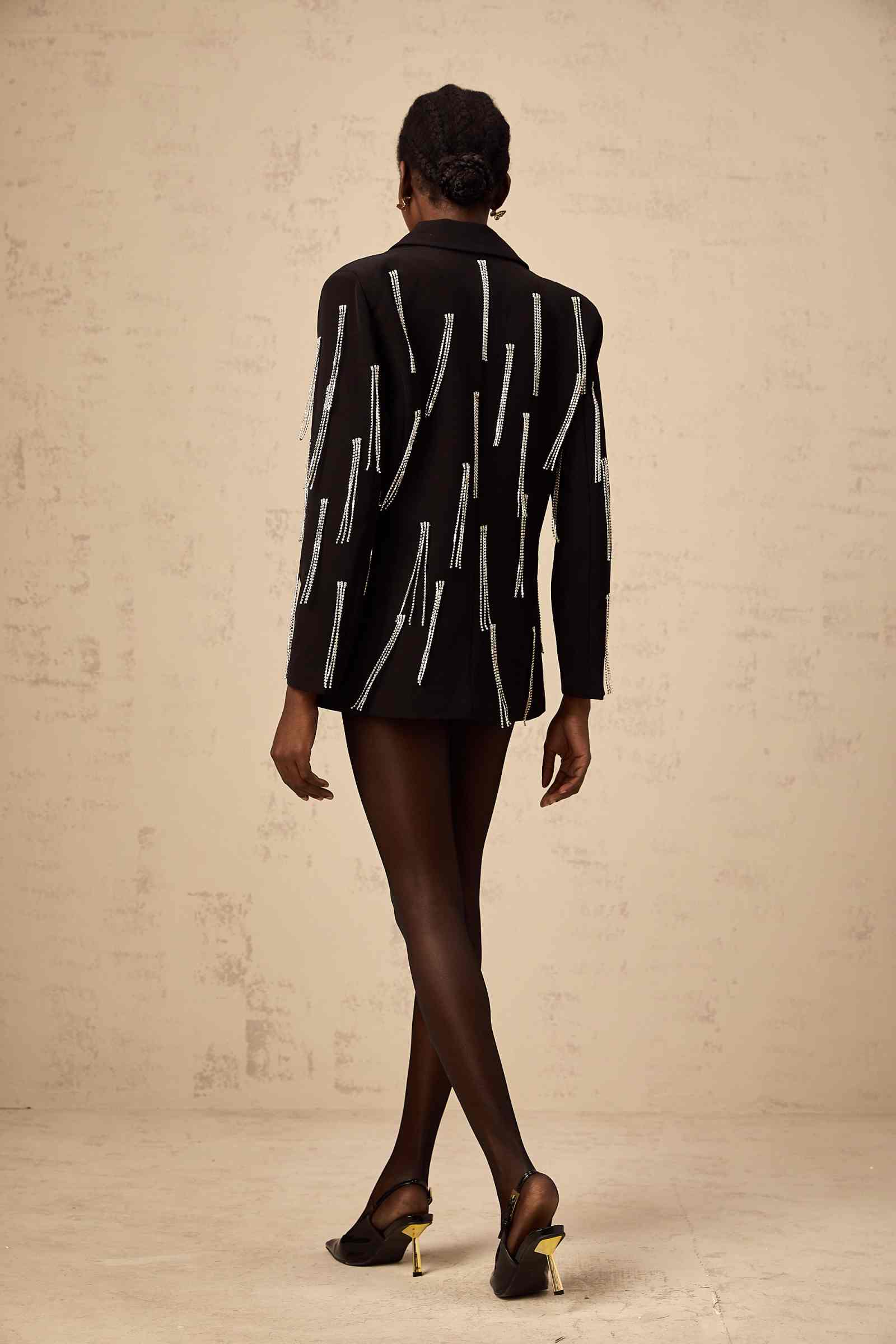 Customized Celebrity Women Blazer Tassels Bling Ladies Prom Birthday Party Formal Wear Outfit Jacket One Piece