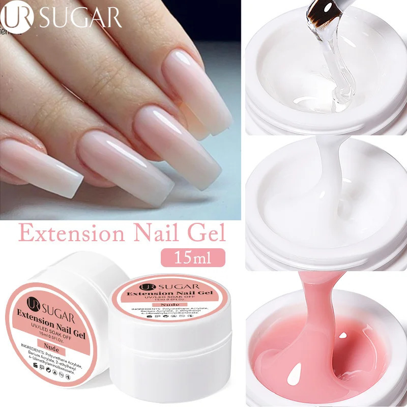 UR SUGAR 15ml Box Extension Nail Gel Jelly Pink White Clear UV Gel Hard Gel Extension Gel Nails Finger French Nail Art Manicure 250319