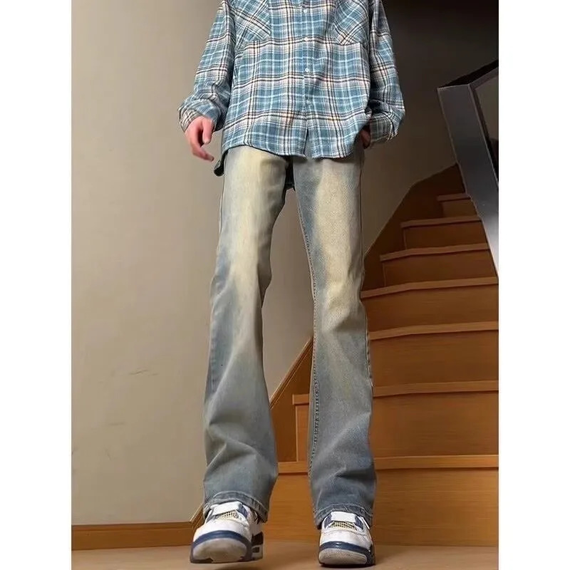 Mens Jeans Trouser Luggage Y2k Pants Denim Shorts Clothing Shining Goods Wide Legs 250312