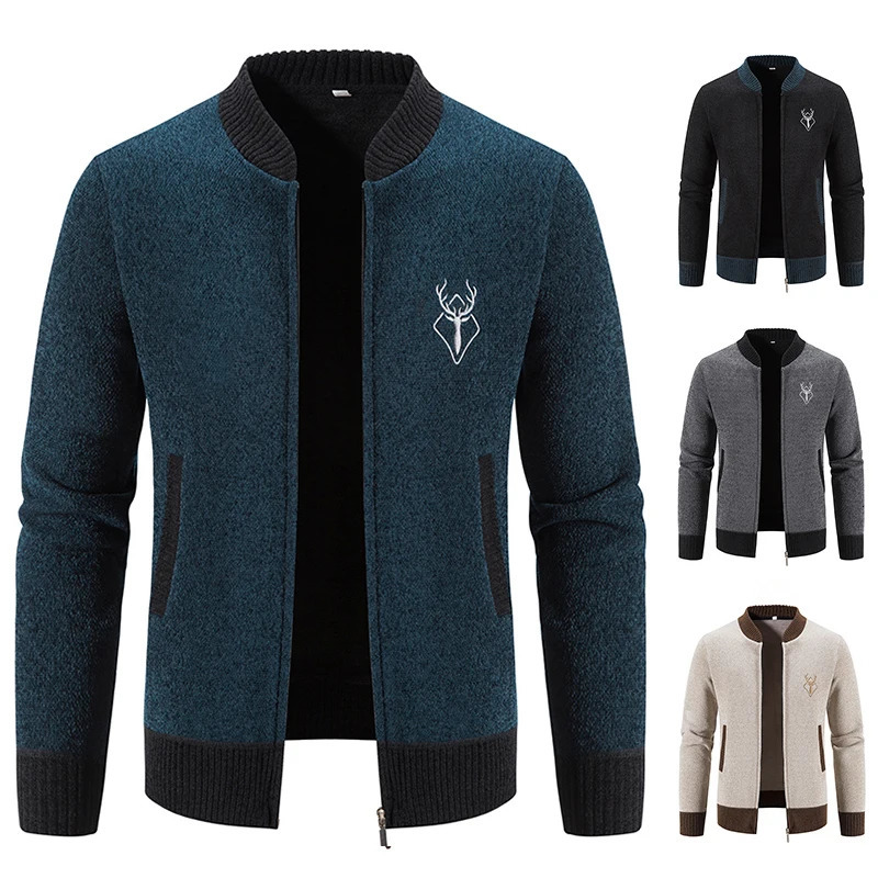 Autumn and Winter Knitted Sweater Jacket Mens Korean Baseball Jumping Cold Sweater Street Clothing Y2K Sweater Mens Trench Coat 250320