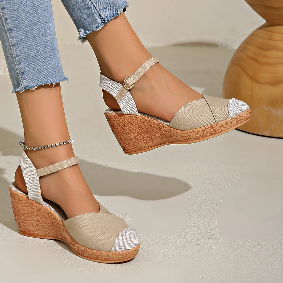 Ladies Sandals Platform Women Shoe Summer Wedges Espadrille High Heels Casual Ankle Strap Mixed Color Shoes For Female 250321BJ - view 1