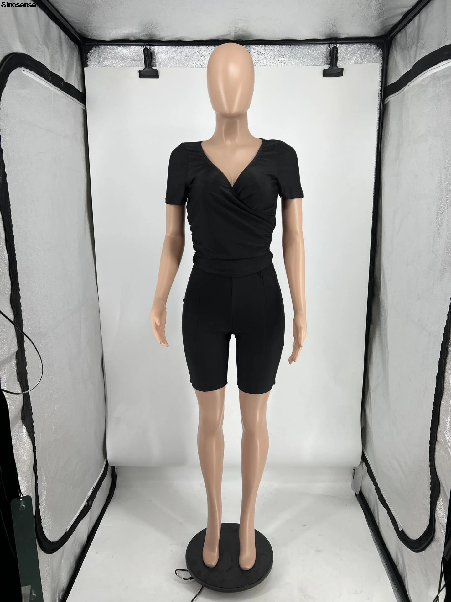 Women Summer 2 Piece Sets Sexy Ruched Off Shoulder V Neck Short Sleeve T ShirtSkinny Shorts Set Y2K Night Club Party Outfits 250320