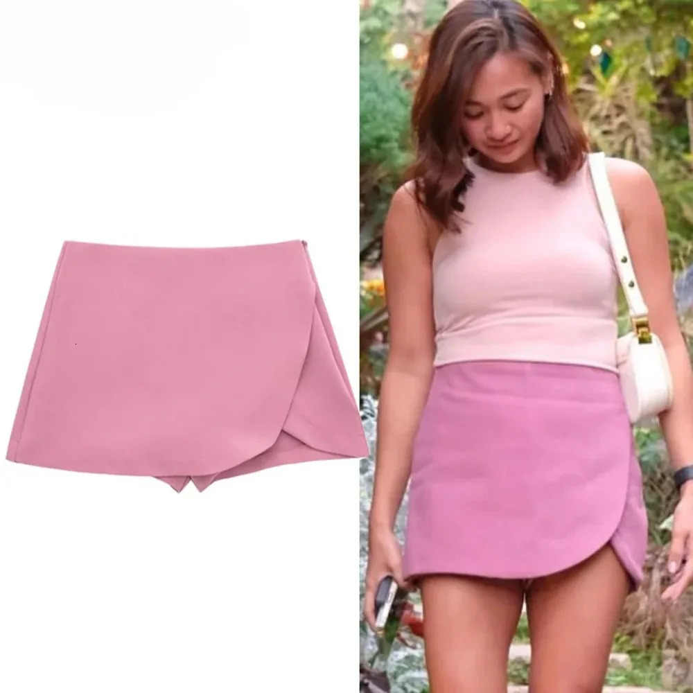 Women High Waist Brown Skirt Pants Stylish Summer Pink Black Mini Skirt Shorts Asymmetric Casual Off White Skort 250320